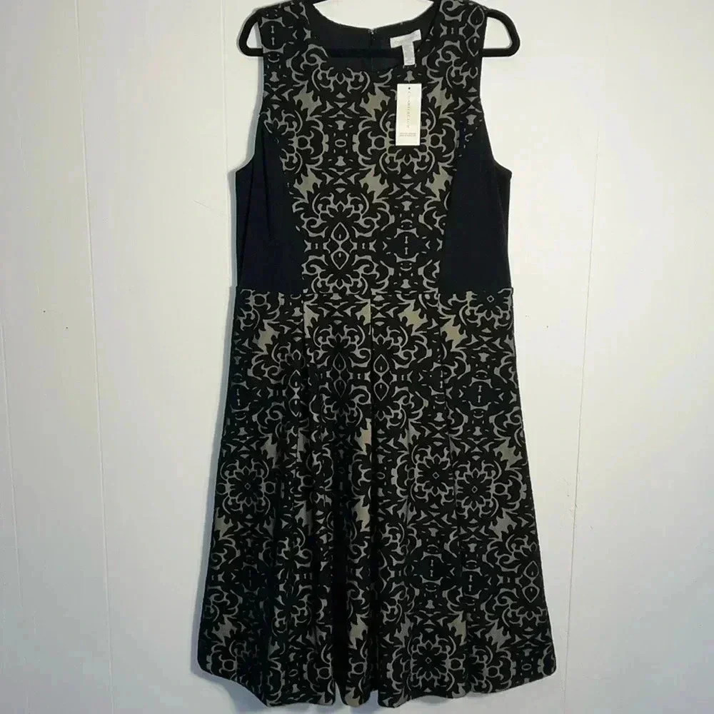 NWT Charter Club Winter Elegance Deep Black Midi Fit & Flare Dress